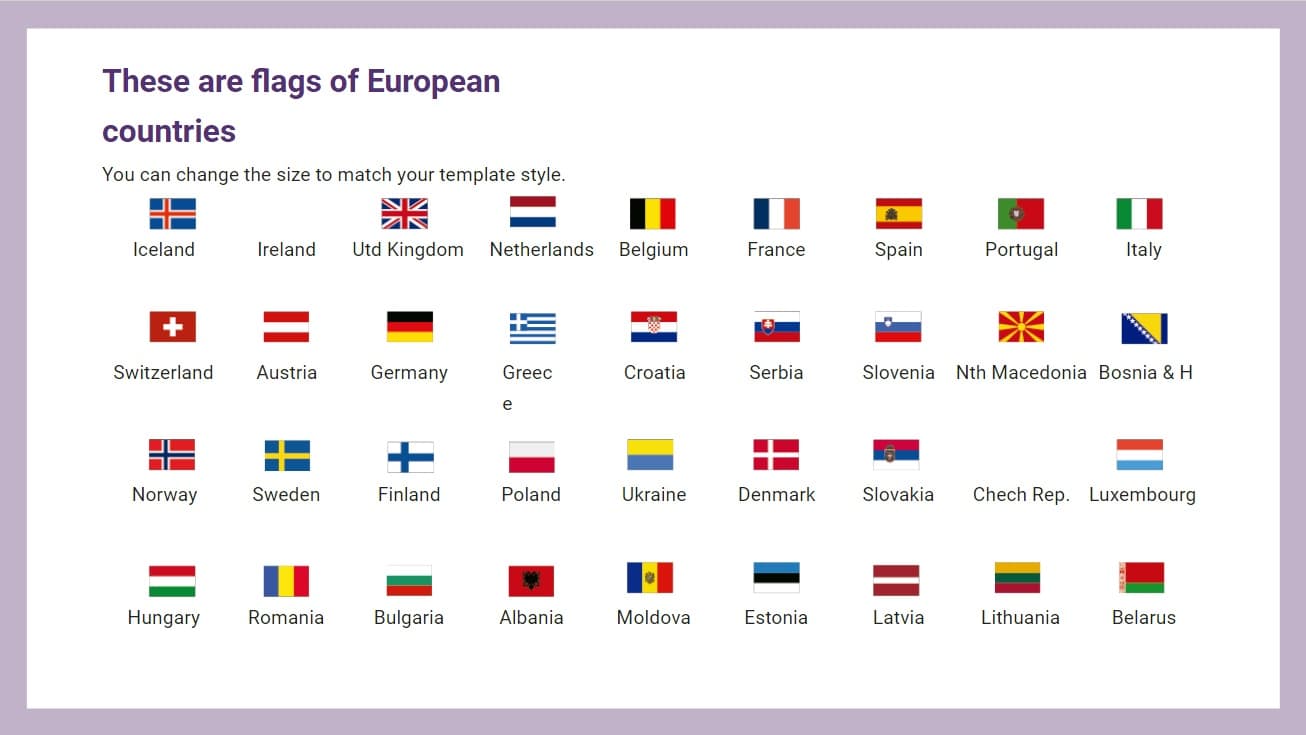 European flags icons slidesforeducation